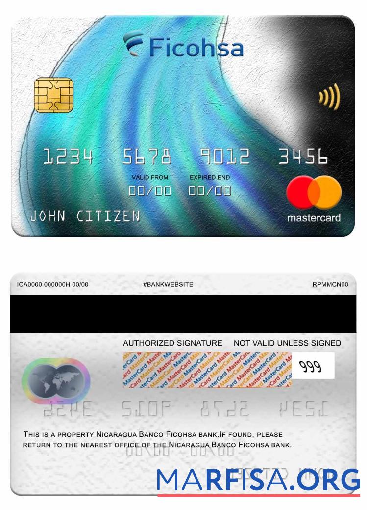 Downloadable Nicaragua Banco Ficohsa bank mastercard example